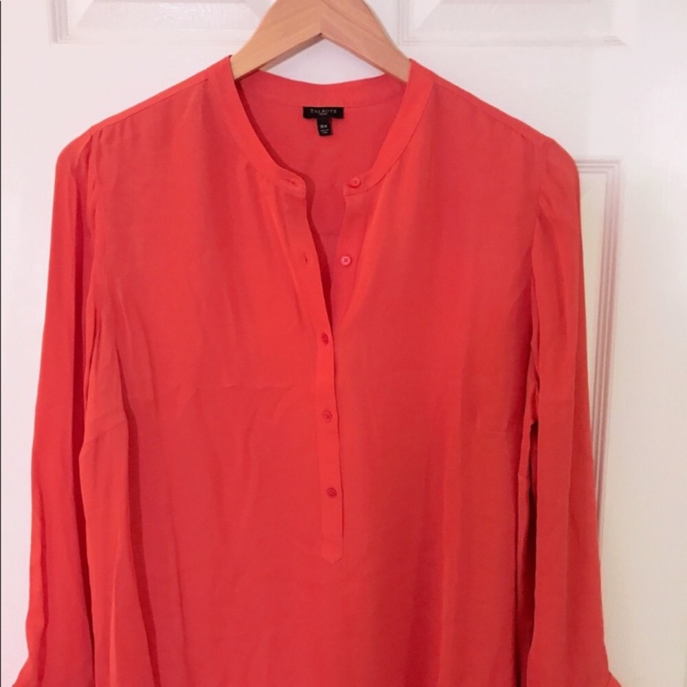NWOT size 16 W Talbot coral silk blouse
